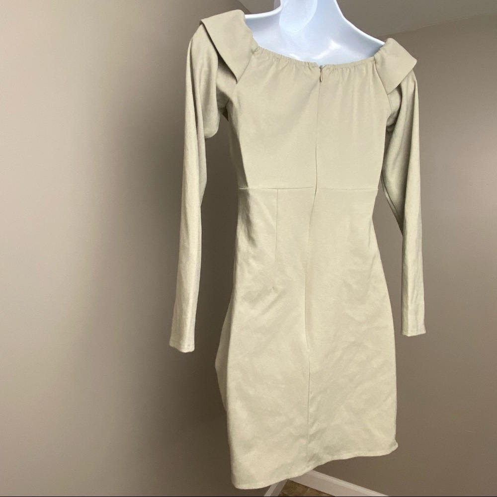 NEW PRETTYLITTLETHING Sage Khaki Bardot Ruched Detail Blazer Dress. Size 0 - Picture 6 of 10